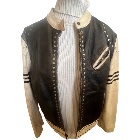 Wilsons Leather Moto Jacket Vintage Rare Biker Woman Men Distressed IX XXL Plus - Picture 8 of 15